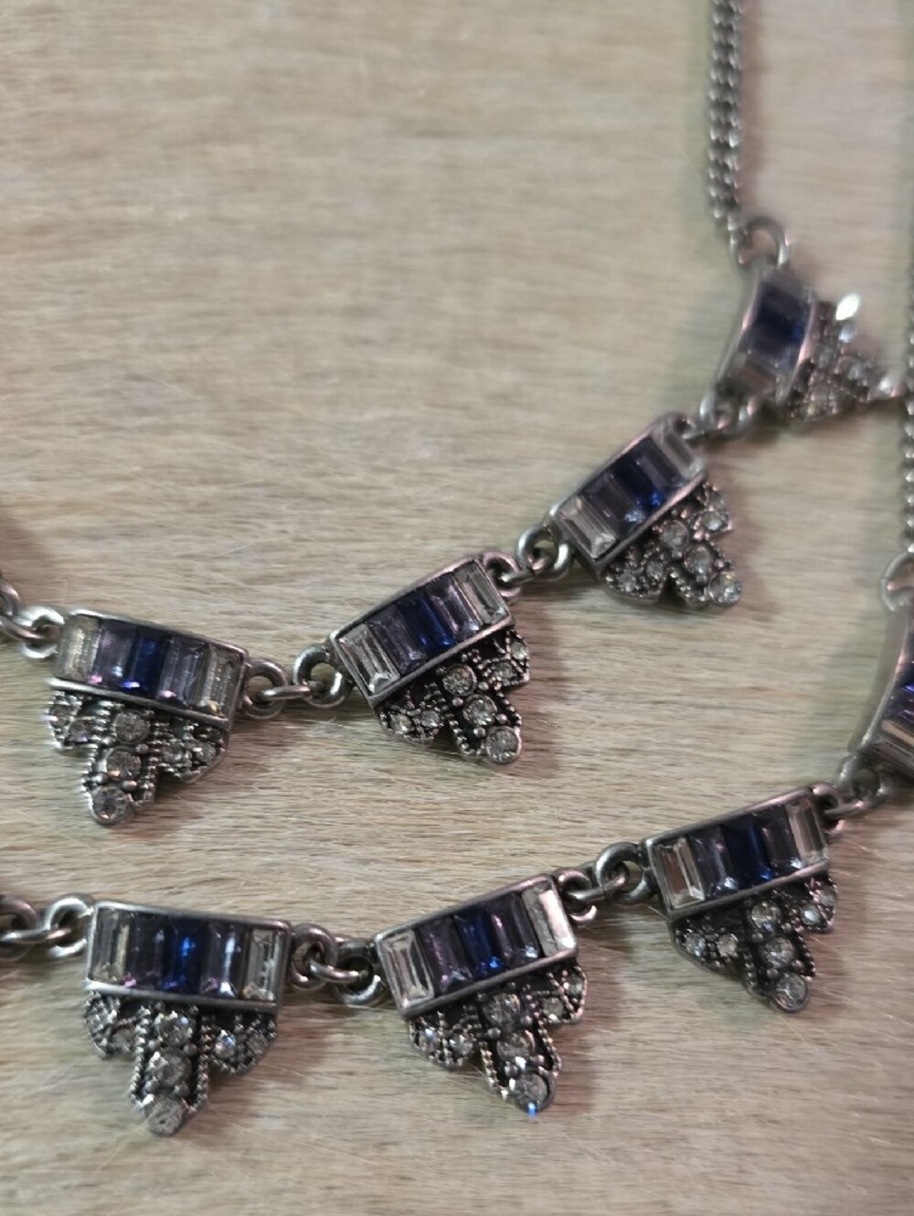 Chloe + Isabel Double-Strand Blue & Clear Crystal Statement Necklace - Picture 2 of 4